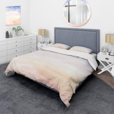 Designart 'Pastel Abstract With Dark Blue Pink & Beige Spots' Modern Duvet Cover Set