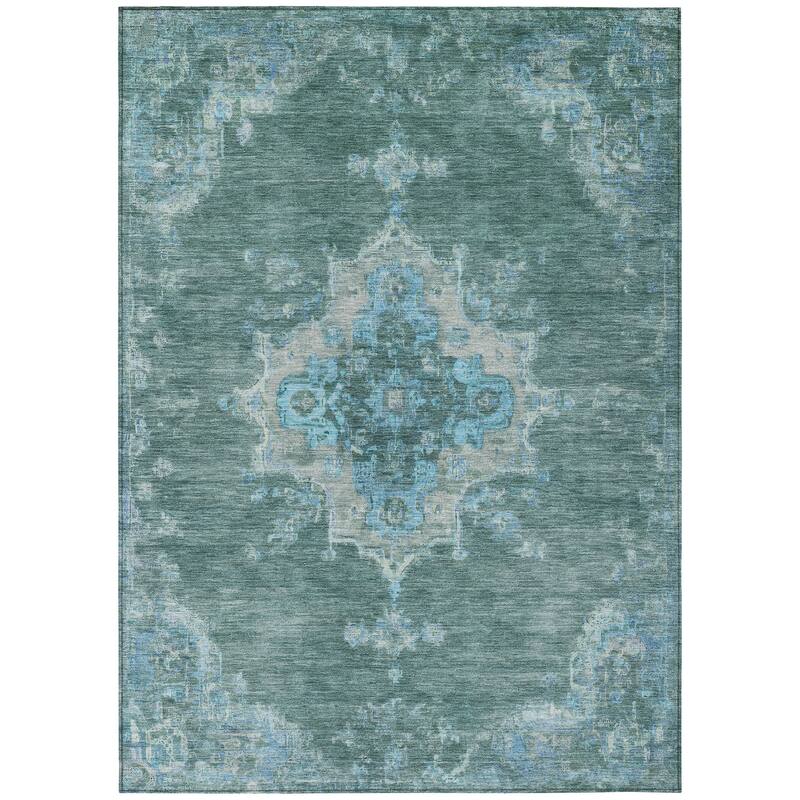 Machine Washable Indoor/ Outdoor Traditional Tabriz Chantille Rug