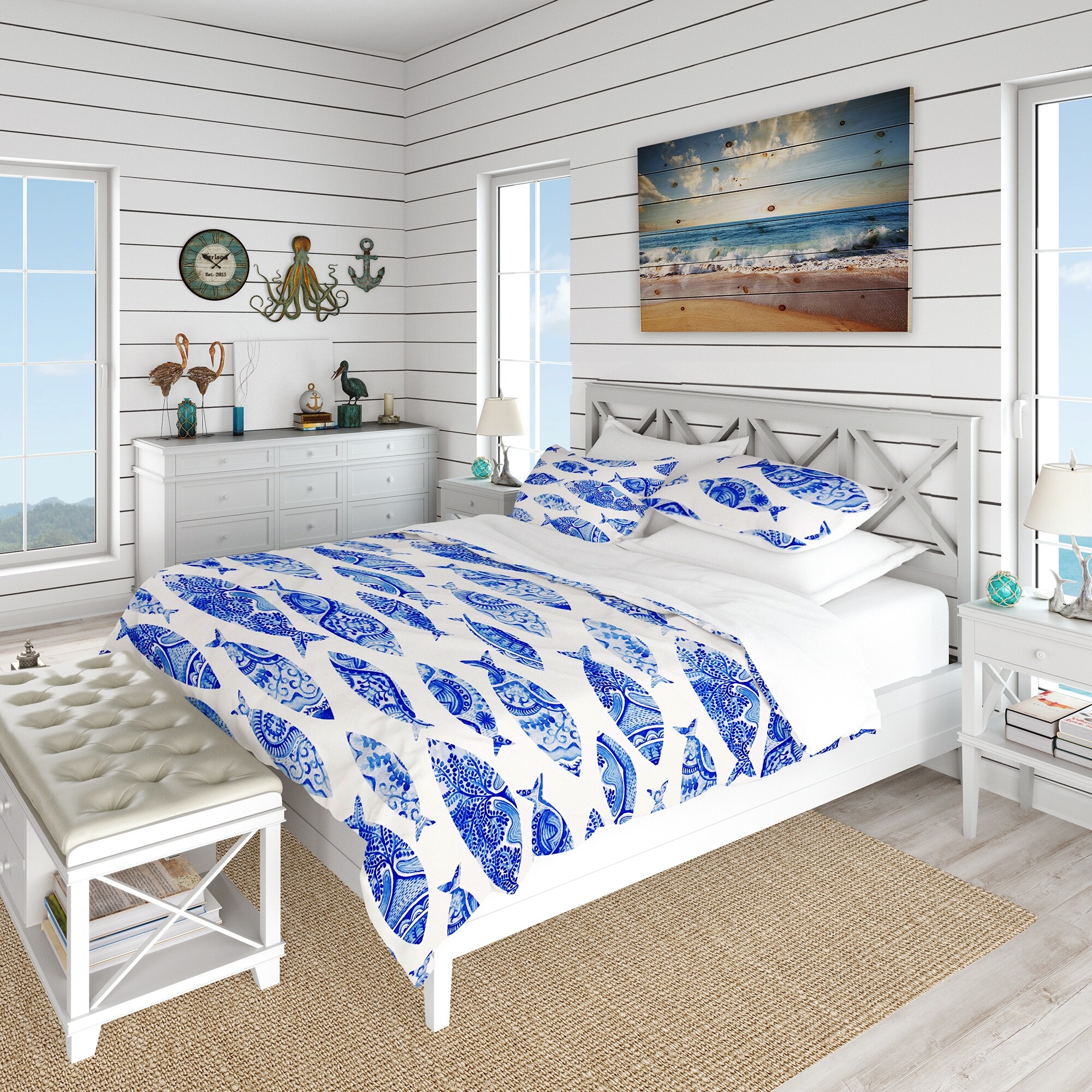 Nautical bedding queen size deals