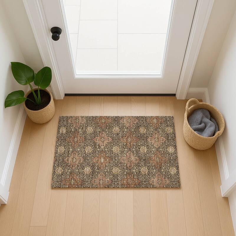 Machine Washable Indoor/ Outdoor Traditional Columbus Chantille Rug