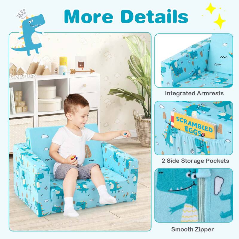 Costway 2-in-1 Convertible Kids Sofa Children Flip-Out Lounger Couch - See Details