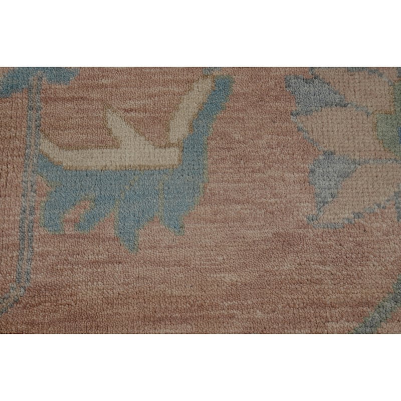 Hand Knotted Oriental 100% Wool Carpet Transitional All-Over Pink Oushak Area Rug - 11' 11'' X 9' 0''