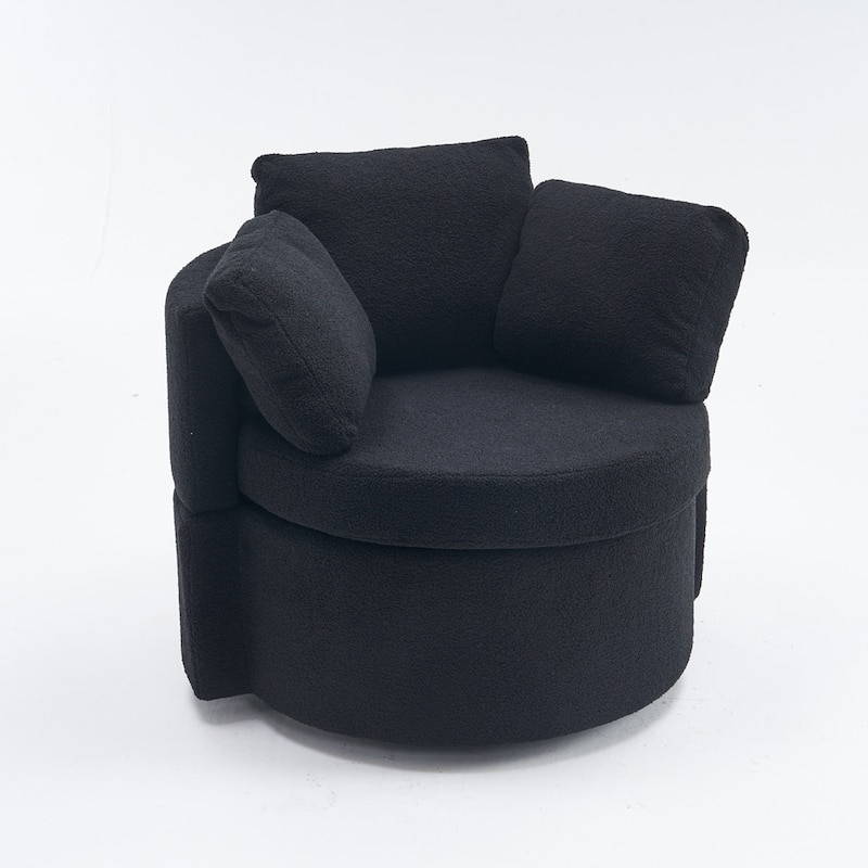 Swivel And Storage Chair With Back Cushion For Living Room