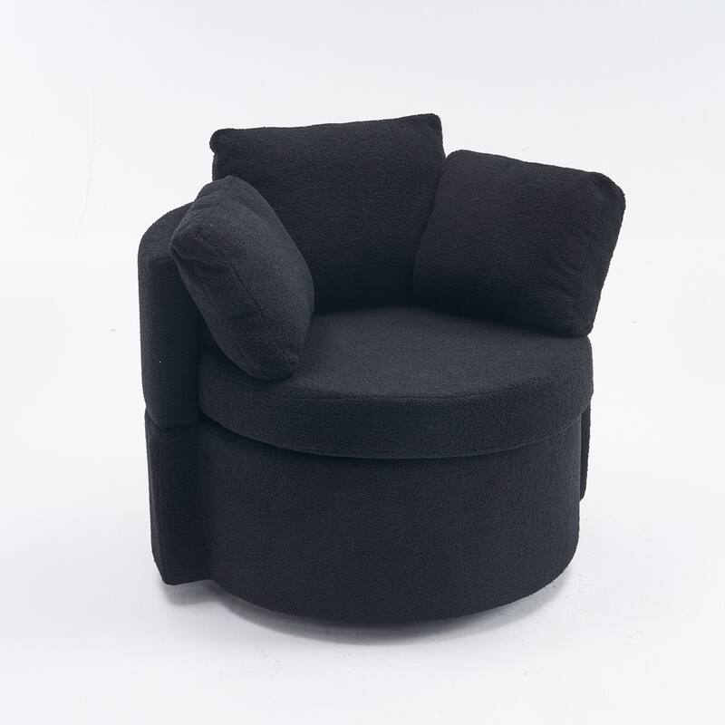 Teddy Fabric Swivel Storage Chair With Back Cushion