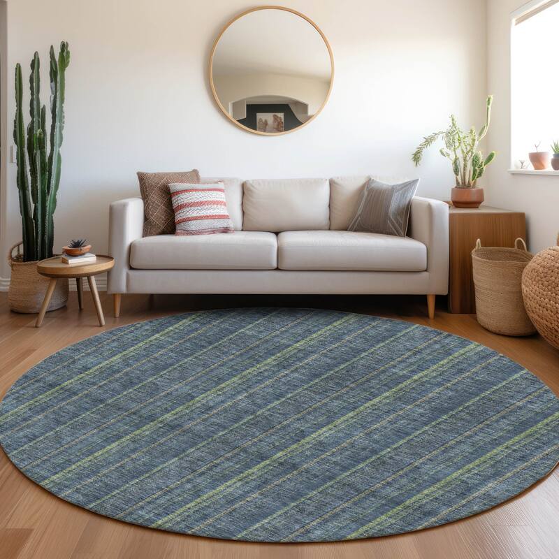 Premium Washable Super Soft Stripe Ombre Mayfield Rug - Blue - 8' x 8'