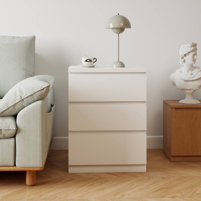 19.7-Inch Nightstand with 3 Drawers, Beside Table with Drawers Handle Free Design,Thickened Top Plate,for Bedroom,Living Room