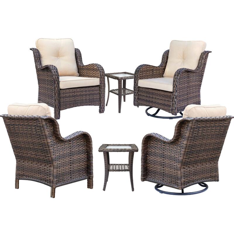 Patio Conversation Sets-Wicker Patio Furniture Sets with Swivel Chairs