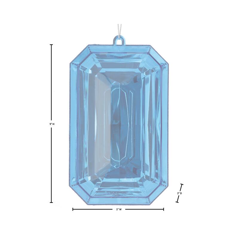 9" Acrylic Emerald Cut Precious Gem Ornament Set of 3