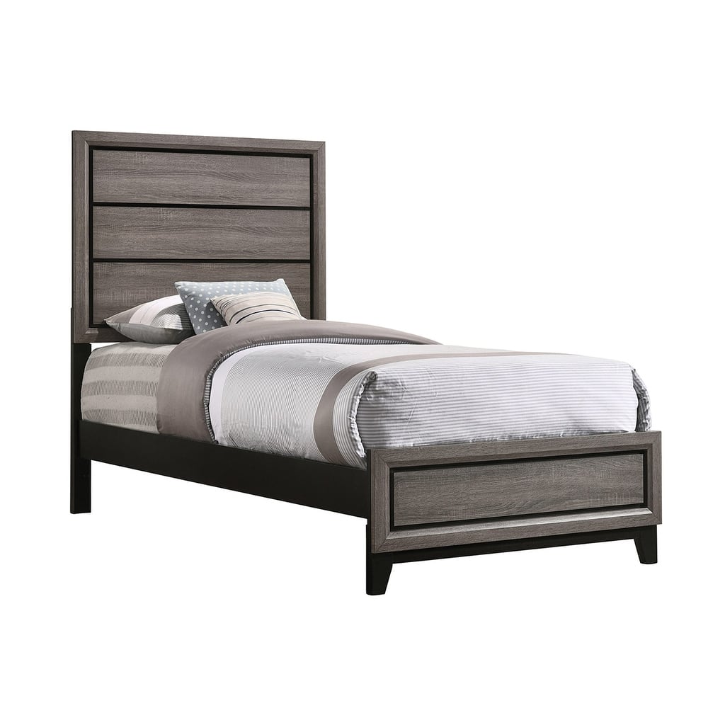 Wooden Full Bed in Grey Oak And Black
