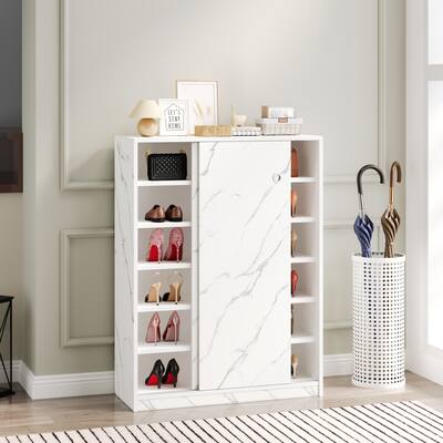 Marble shoe cabient with sliding door have 6 layers can storage at least30 pairs shoes
