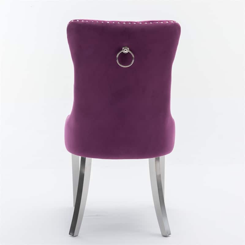 Tufted Solid Wood Contemporary Velvet Upholstered Dining Chair,2PCS