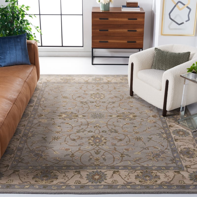 SAFAVIEH Handmade Heritage Scrollwork Traditional Oriental Wool Rug - 9' x 12' - Beige/Grey