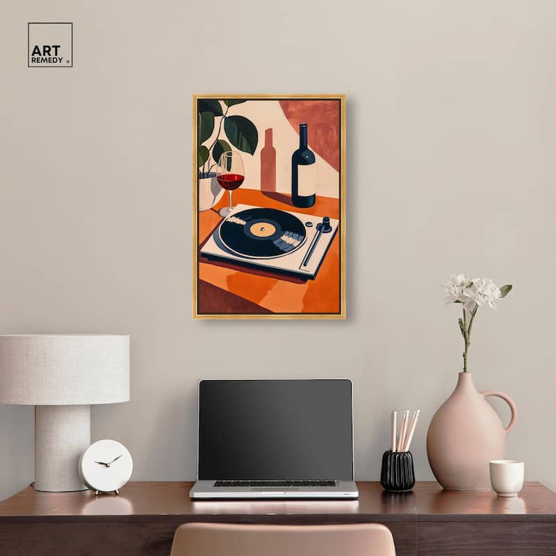 Vinyl and Wine Canvas by Art Remedy