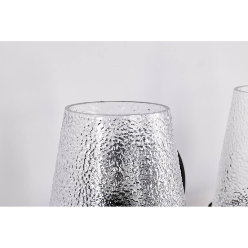 Valentine 2 Light Vanity Black Finish Hammered Glass