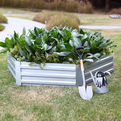 Galvanized Steel Hexagon Raised Garden Bed Planter