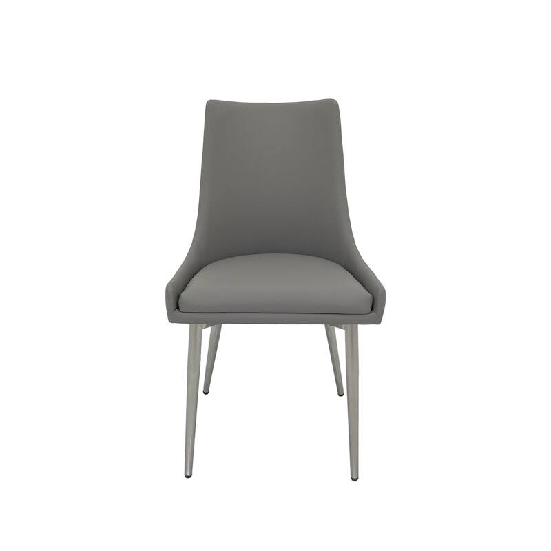 Dining Chair with PU Seat and Matte Silver Legs, Set of 2