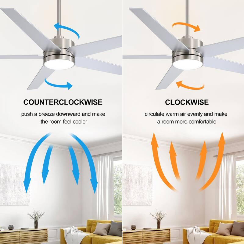 65 Inch 5-Blade LED Ceiling Fan with Light and Remote