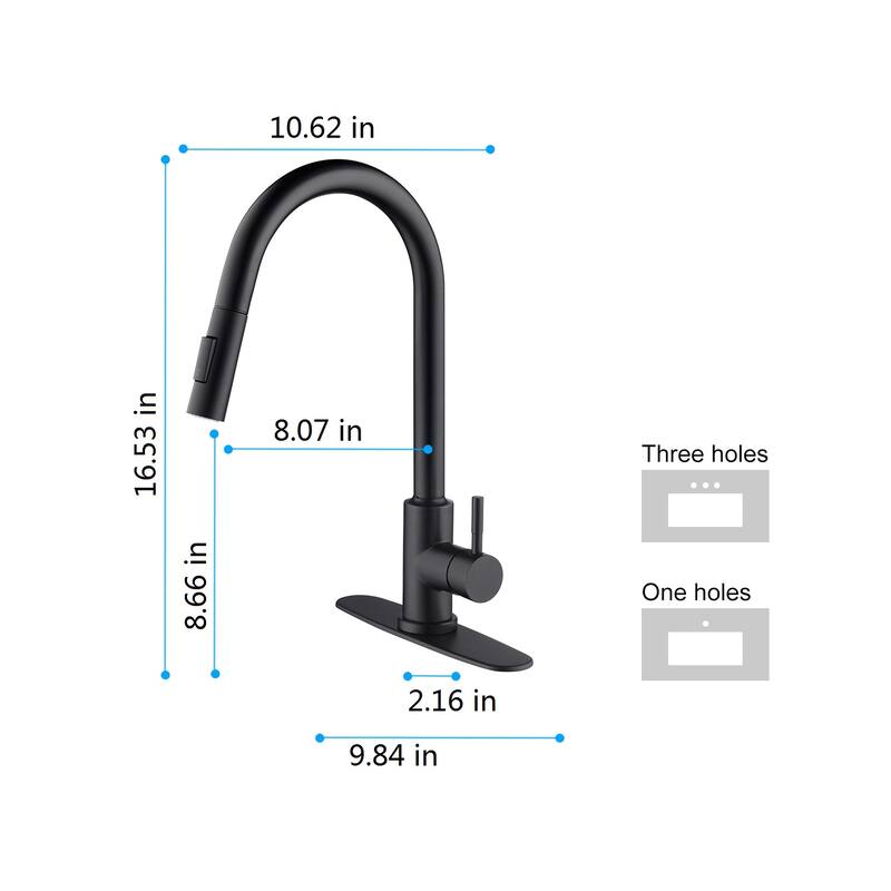 Matte Black Touch Kitchen Faucet with Pull Down Sprayer - spout Height:16.49 inches