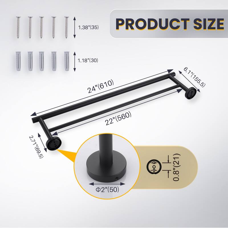 WOWOW Wall Mounted Stainless Steel Double Towel Bar