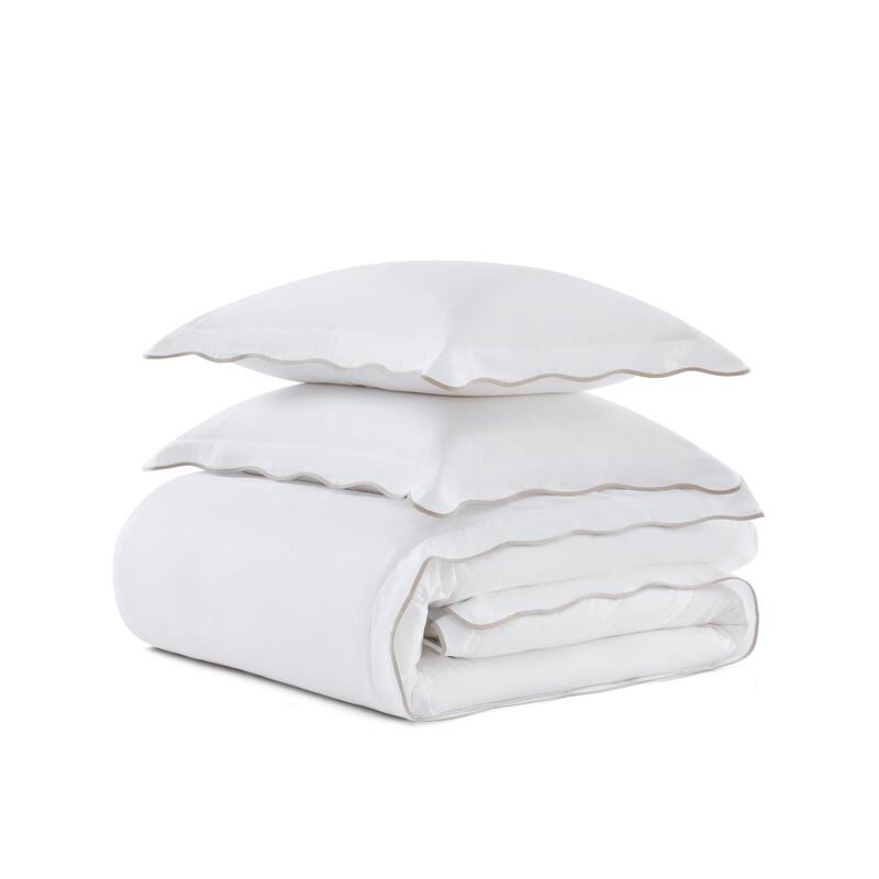 Martha Stewart Simple Scallop Cotton Duvet Cover Set