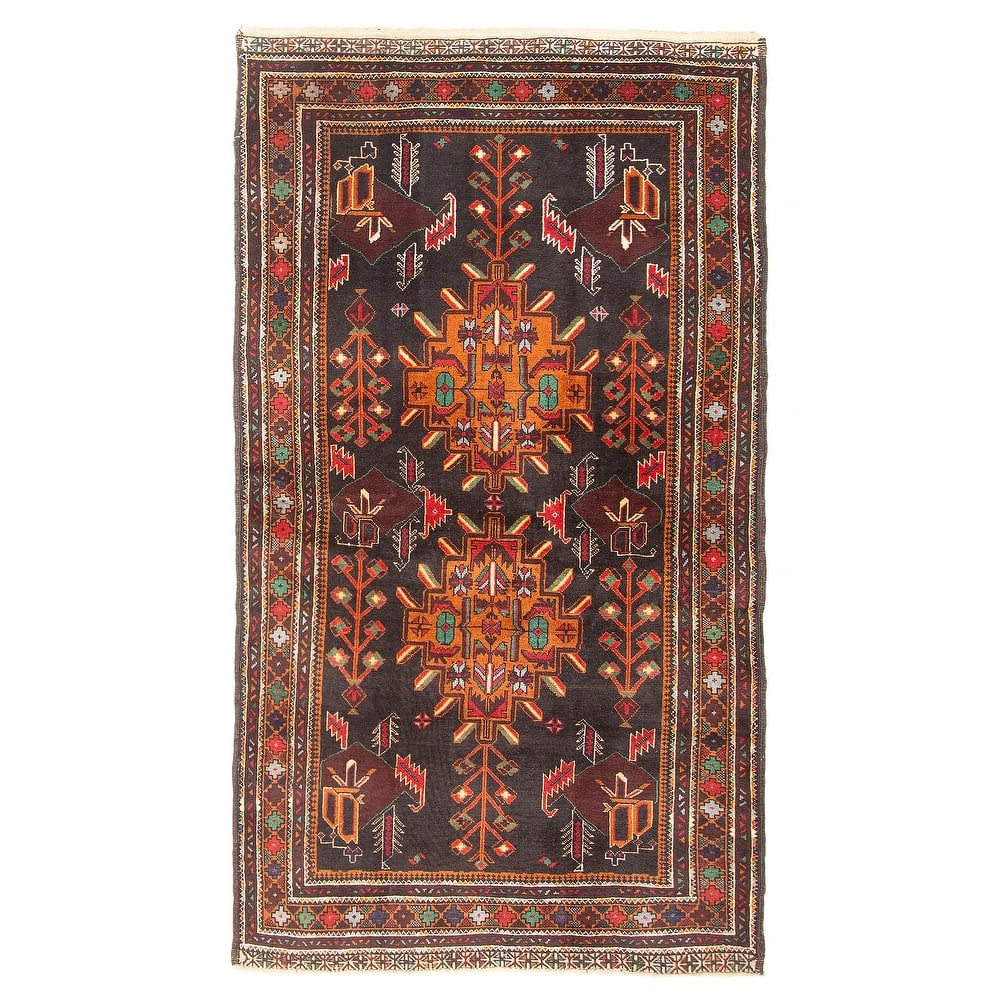 ECARPETGALLERY Hand-knotted Teimani Black Wool Rug - 3'7 x 6'3