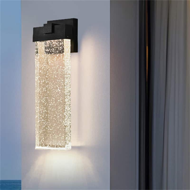 18"H Outdoor Weatherproof LED Wall Sconce with Bubble Crystal