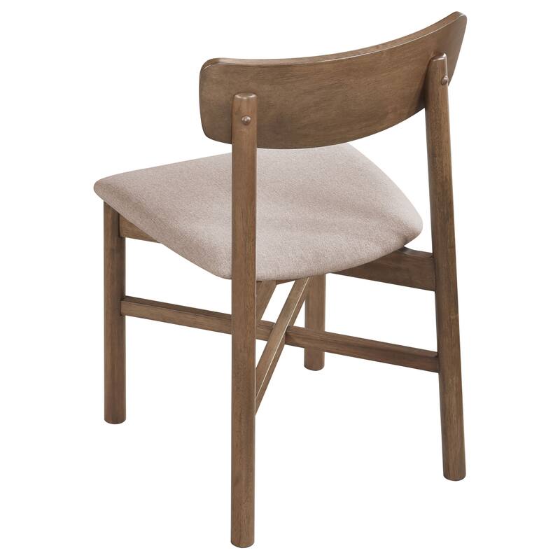 Natural Wood Dining Side Chair Set of 2 with Padded Fabric Seat