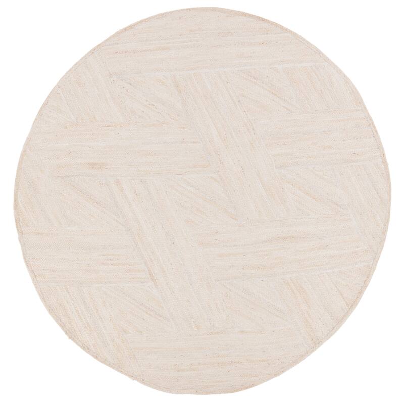 Vero Natural Trellis Area Rug - 8' Round - Ivory - Runner/Round