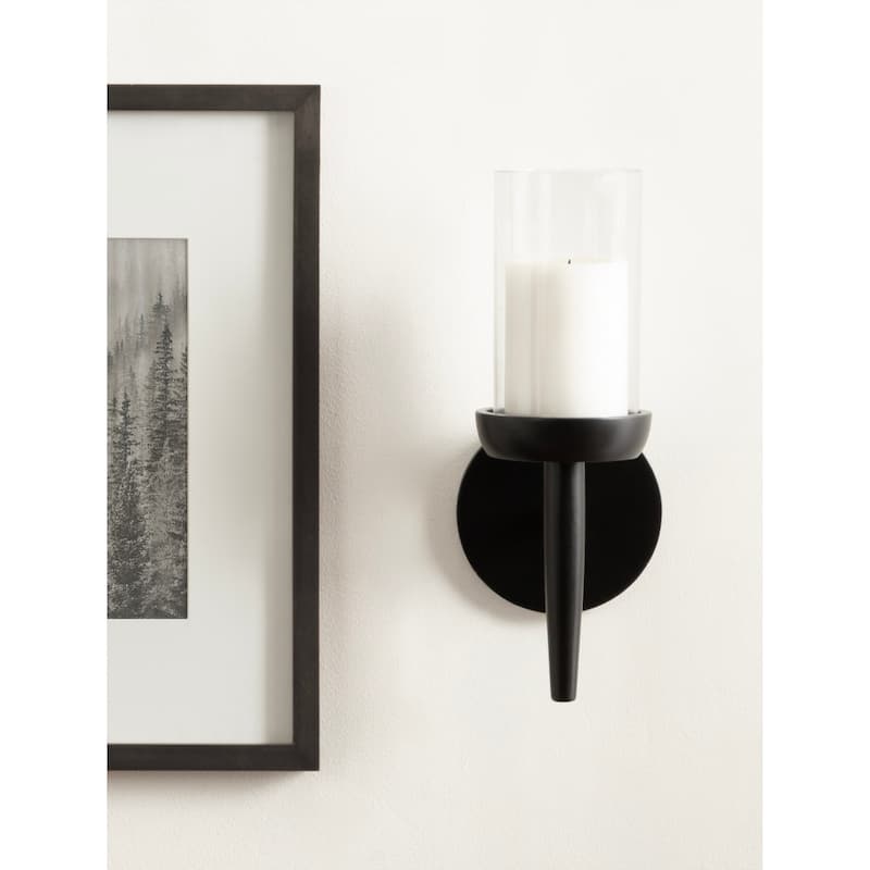 Kate and Laurel Shae Wood and Glass Wall Sconce