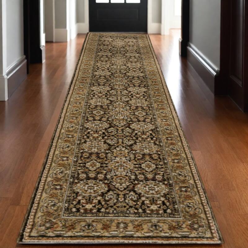 HomeRootsOriental Traditional Rectangle Area Rug - 143.7' X '29.92' X '0.55