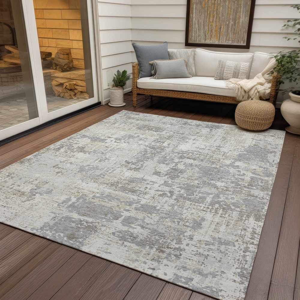 Machine Washable Indoor/ Outdoor Abstract Chantille Rug