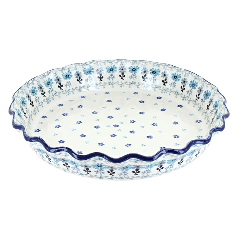 Blue Rose Polish Pottery 636 Ceramika Artystyczna Pie Plate - Celeste