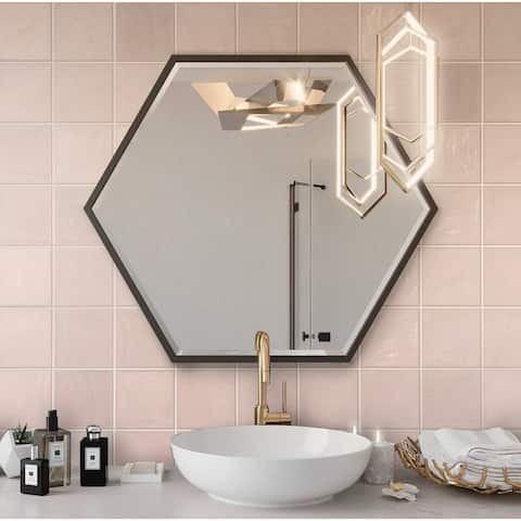 Apollo Tile Pink 5-in. x 5-in. Polished Ceramic Subway Tile (10.76 Sq ft/case)