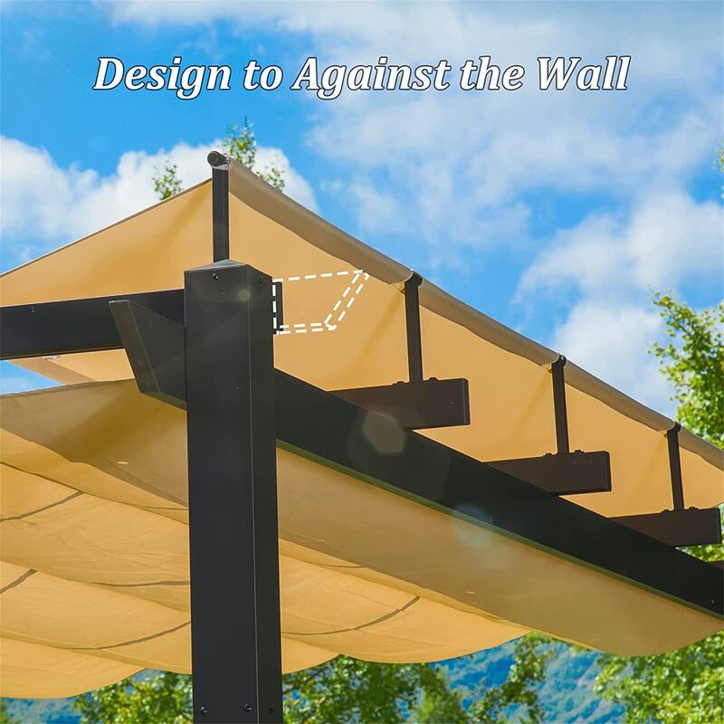 Weather-Resistant Retractable Aluminum Pergola with Sun Shade Canopy for Patio, Garden, and Backyard