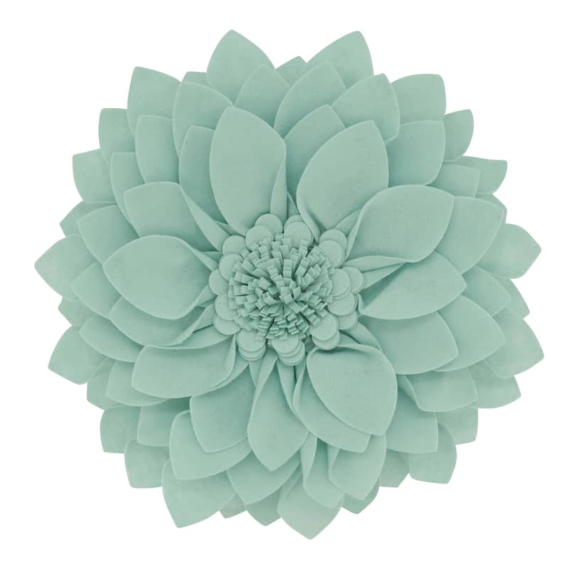 Felt Flower Design Throw Pillow - Aqua - 16"x16"