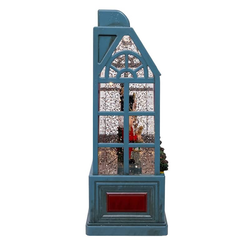 Kurt Adler enchanting 8.375-Inch Battery Operated USB LED Lighted Christmas Shop With Spinning Glitter Water