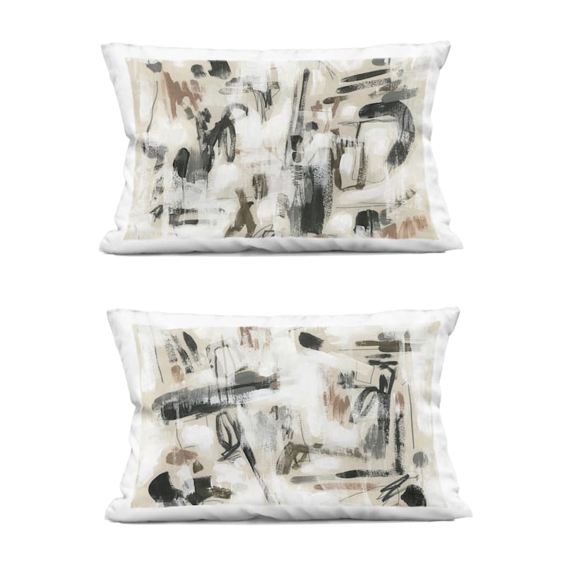 Stupell Neutral Earth Tones Abstraction Decorative Printed Throw Pillow Design by June Erica Vess (Set of 2) - Pillow Sets - Polyester - Beige - Set of 2