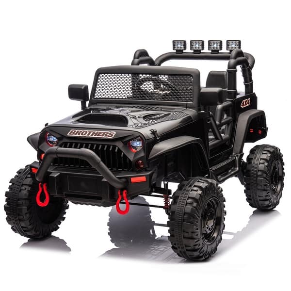 slide 2 of 80, Remote Control 24V Electric Toy Car for Kids, Four-Wheel Suspension, LED Lights, Ages 3+ Black
