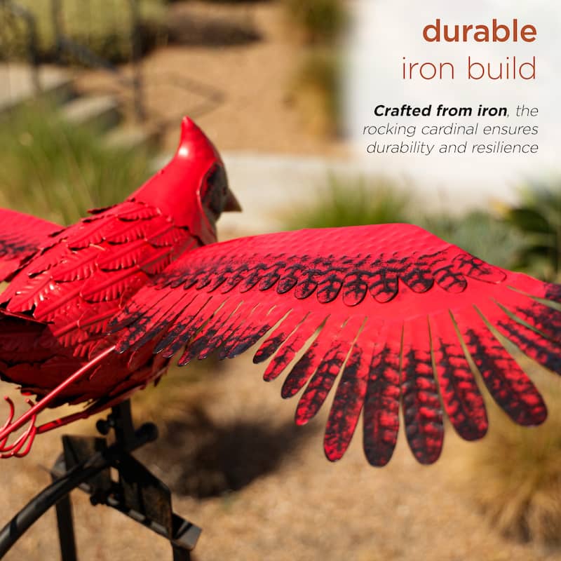 Alpine Corporation NCY408 Metal Rocking Cardinal Stake, Stylish Decor for Garden, Patio, & Lawn 59"H Red