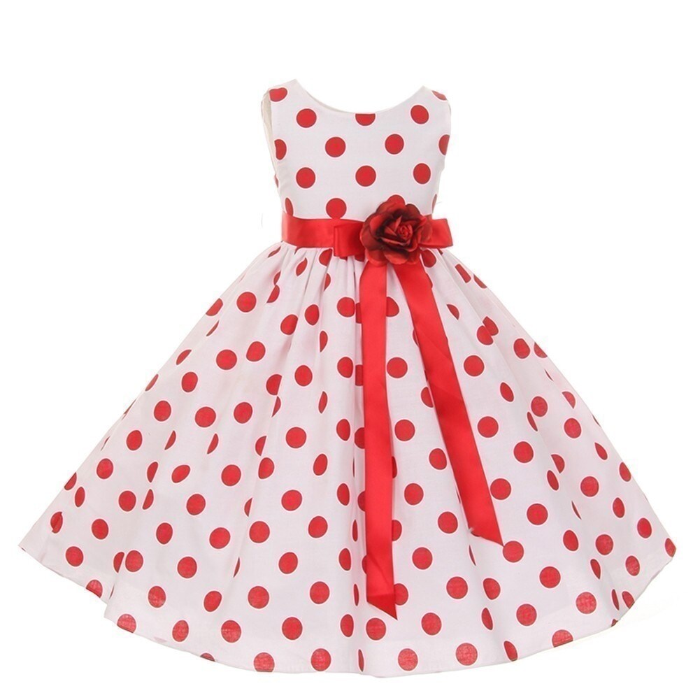 girls red spotty dress