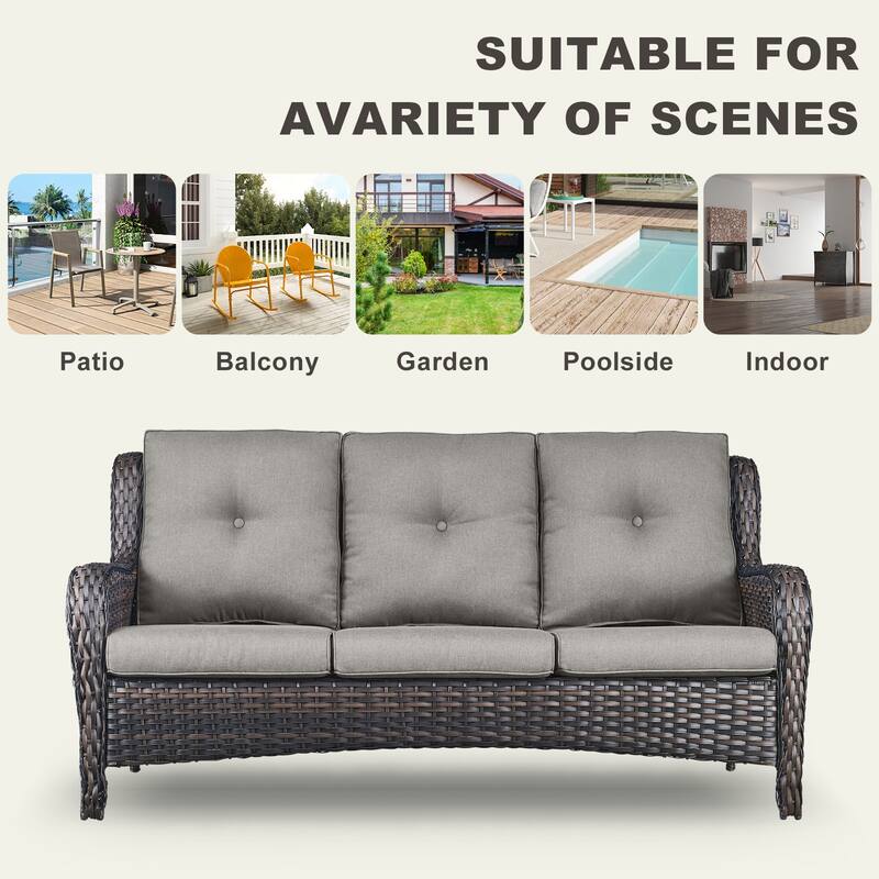 Gymojoy 4-Piece Outdoor Patio Sofa Chair with Coffee Table