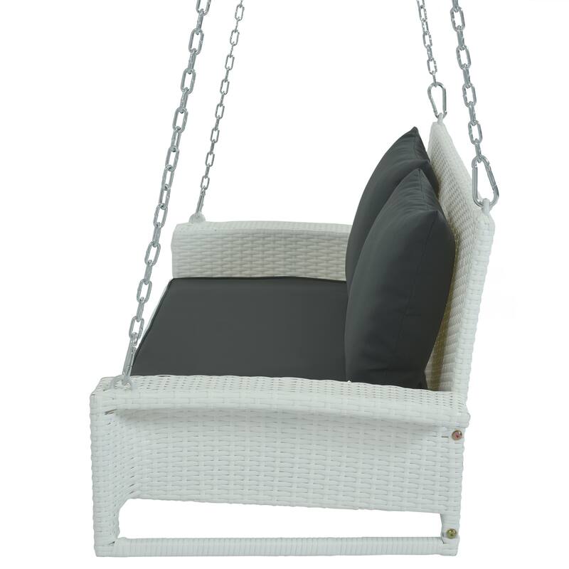Wicker Porch Swing for 2 with Includes Cushion and Pillows, 500lb Capacity Rust-Proof Chains