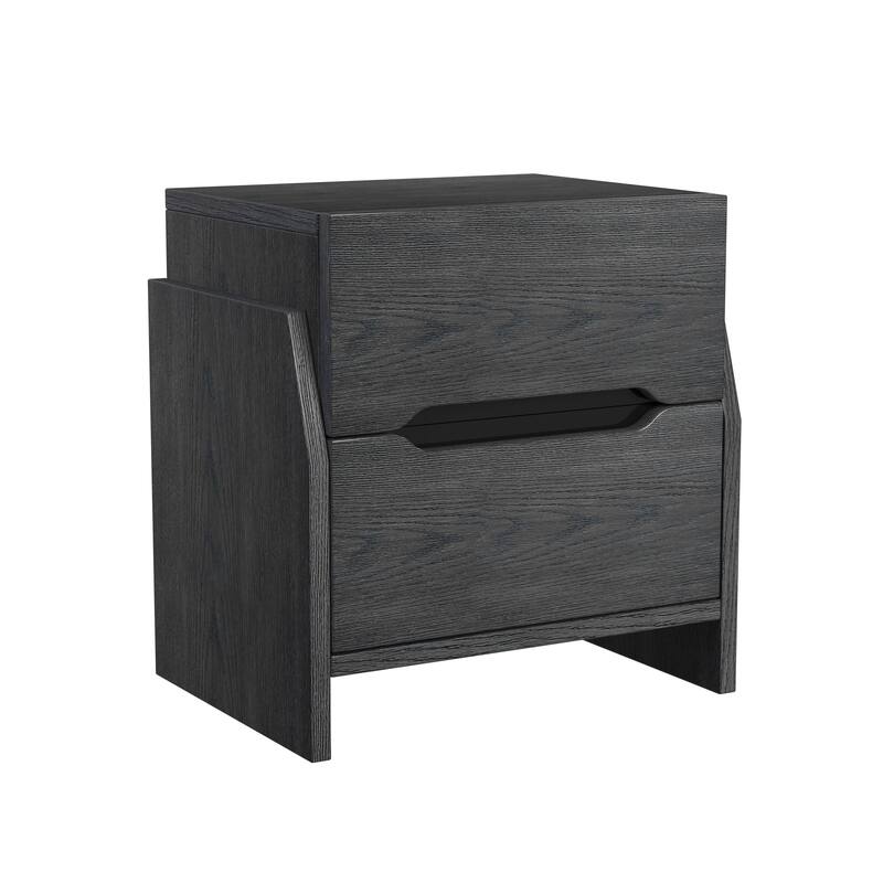 Darby 2- Drawer Solid Wood Nightstand with Power - Midnight Blue Finish