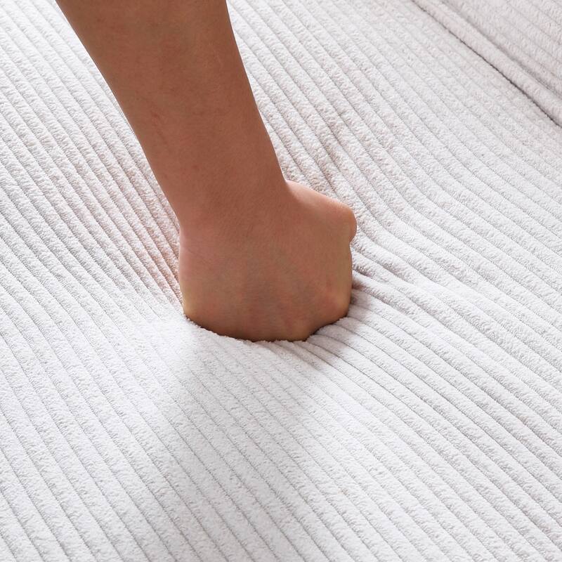 This 66-inch corduroy sofa bed can switch between the two comfortable forms