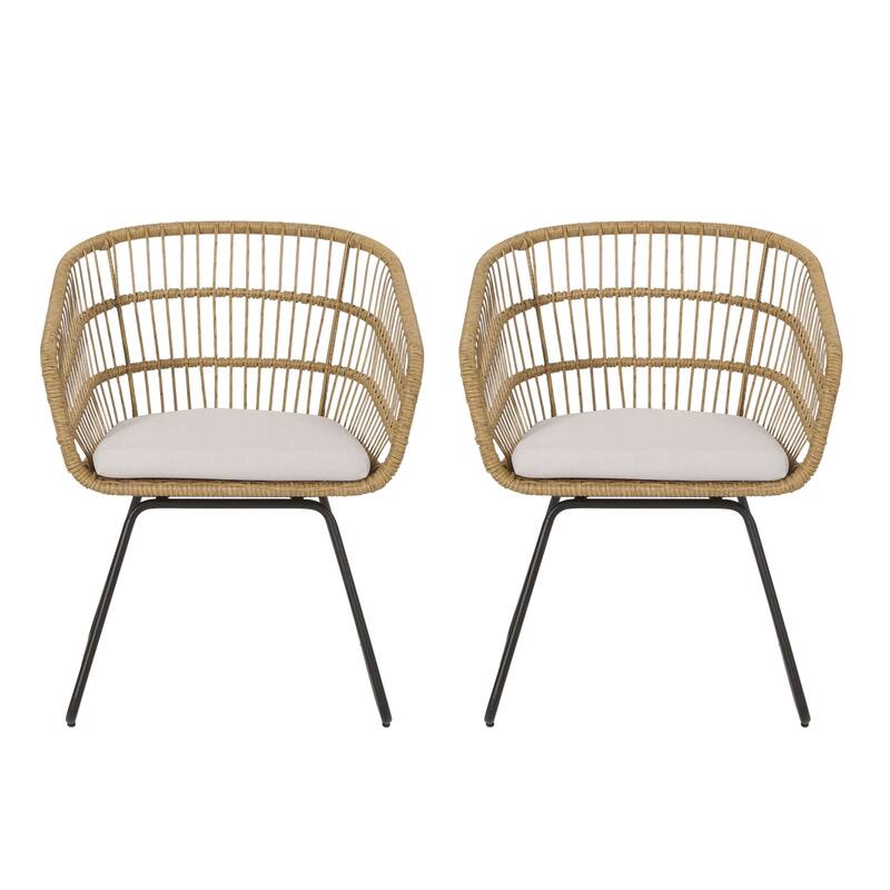 Lemere Outdoor Wicker Dining Chair with Cushion (Set of 2) by Christopher Knight Home