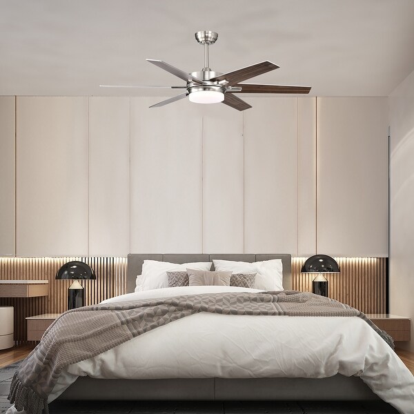 Brushed Nickel 52 in. 6-Speed Integrated LED Indoor 6-Blade