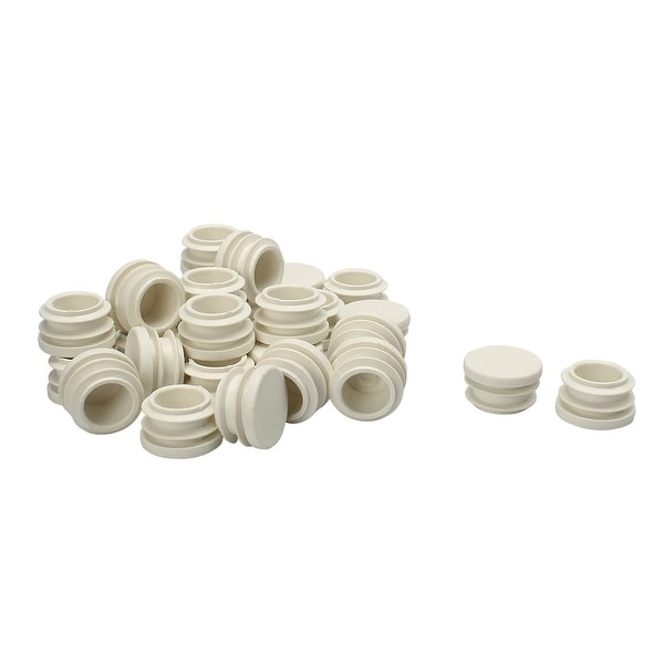 7/8" 22mm OD Plastic Round Ribbed Tube Inserts Pipe End Cover Cap White