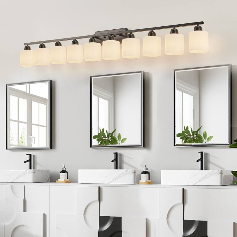 10-Light Bathroom Vanity Lights Over Mirror, 65.4 inch Vanity Lights Fixtures with Glass Shades Modern Vanity Lights