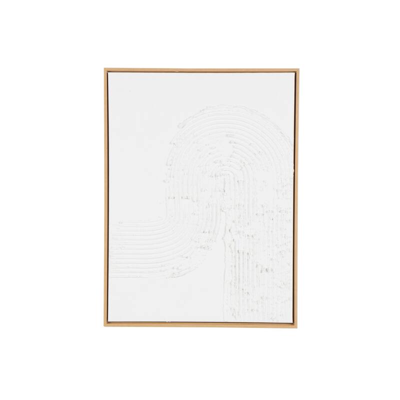 White Canvas Abstract Framed Wall Art with Brown Frame