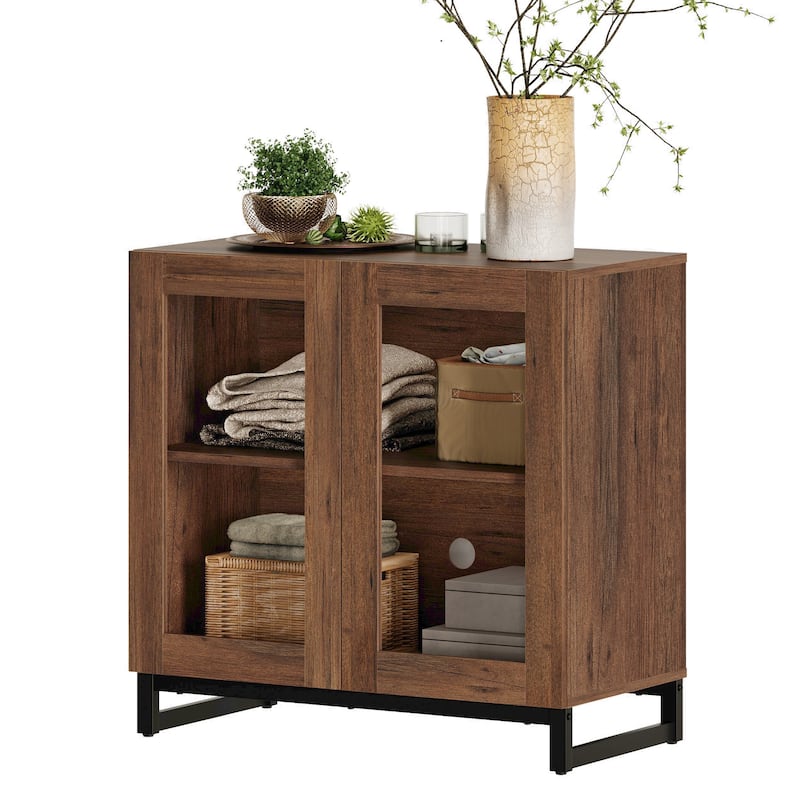 WAMPAT Multifunctional Sideboard Buffet Cabinets with Glass Doors, Modern Sideboard with Adjustable Shelf, Coffee Bar Cabinet